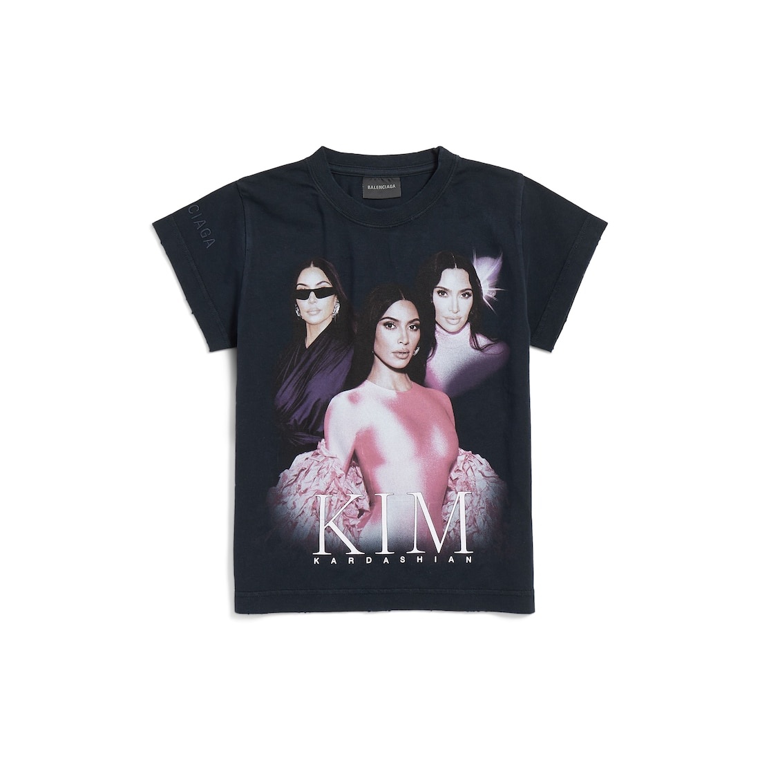 Kim K Shrunk T-shirt in Black Faded - 1