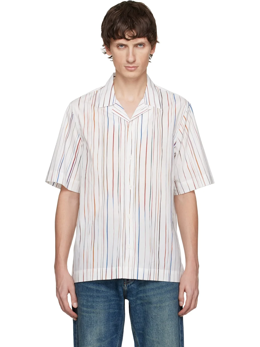 White 'Signature Pinstripe' Short-Sleeve Shirt - 1