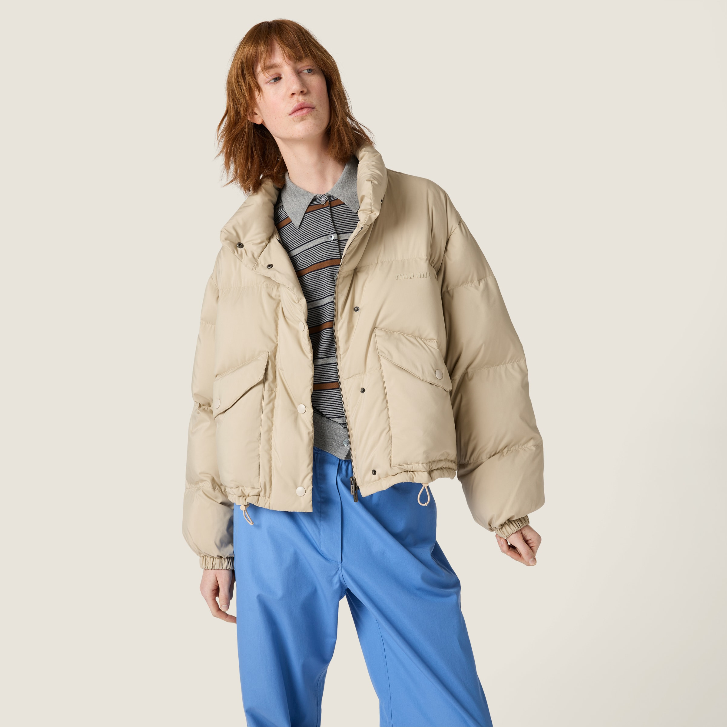 Technical pongé down jacket - 5