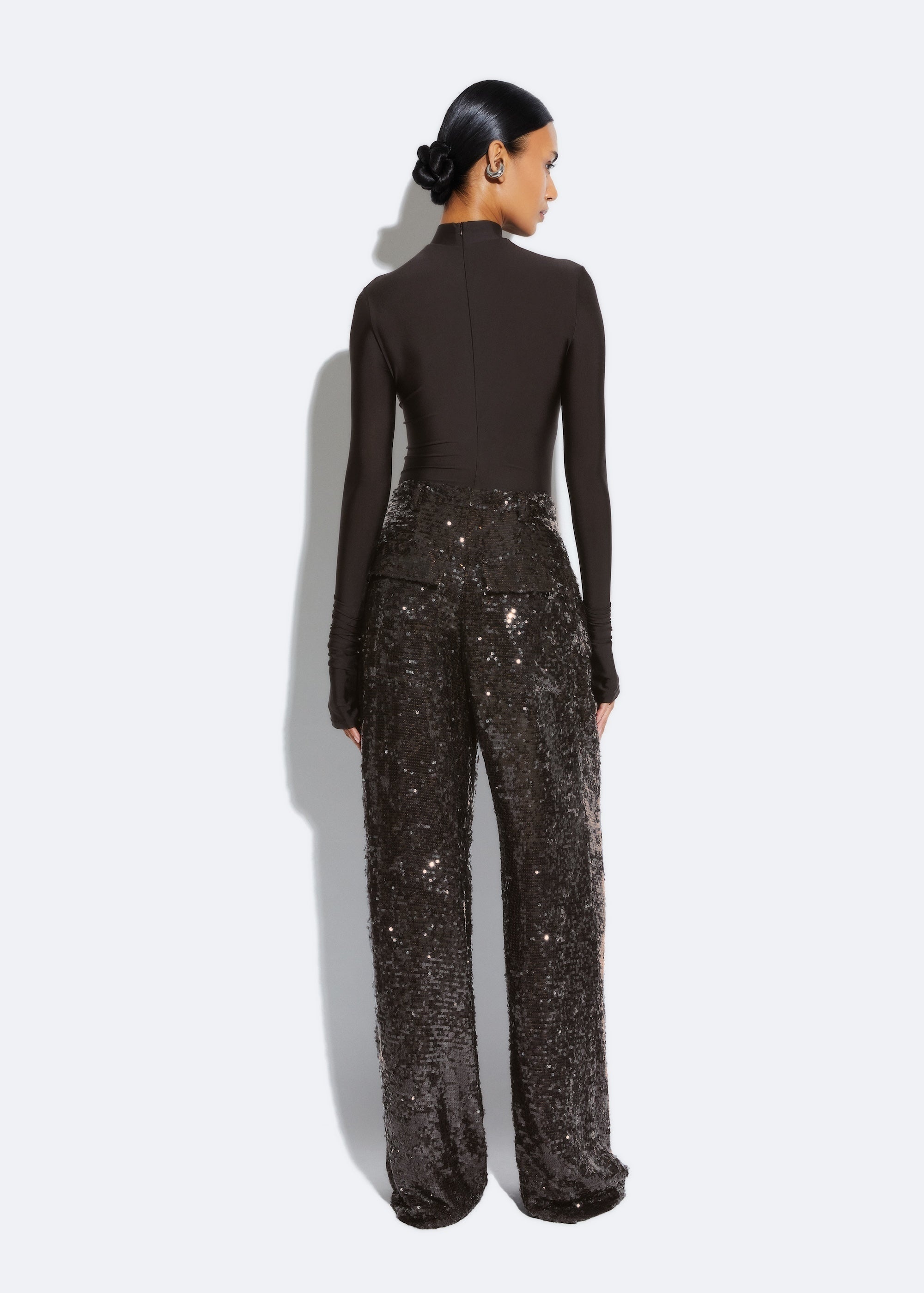 Sequin Relaxed Pleated Pant - 3