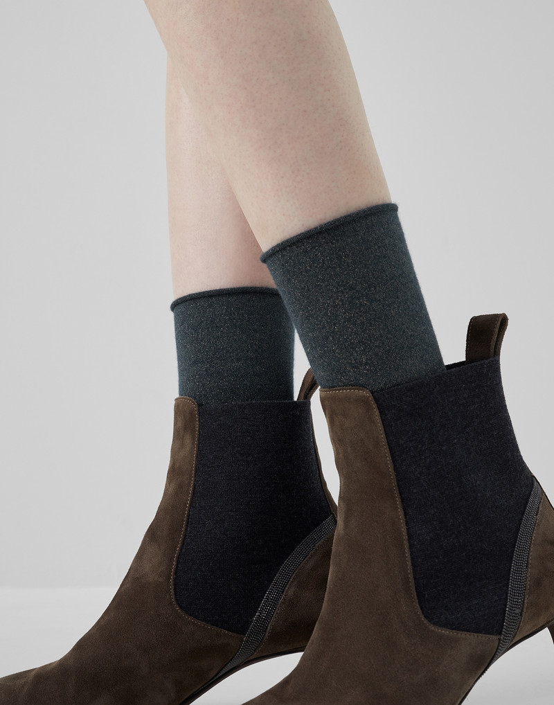 Cashmere and silk sparkling knit socks 3