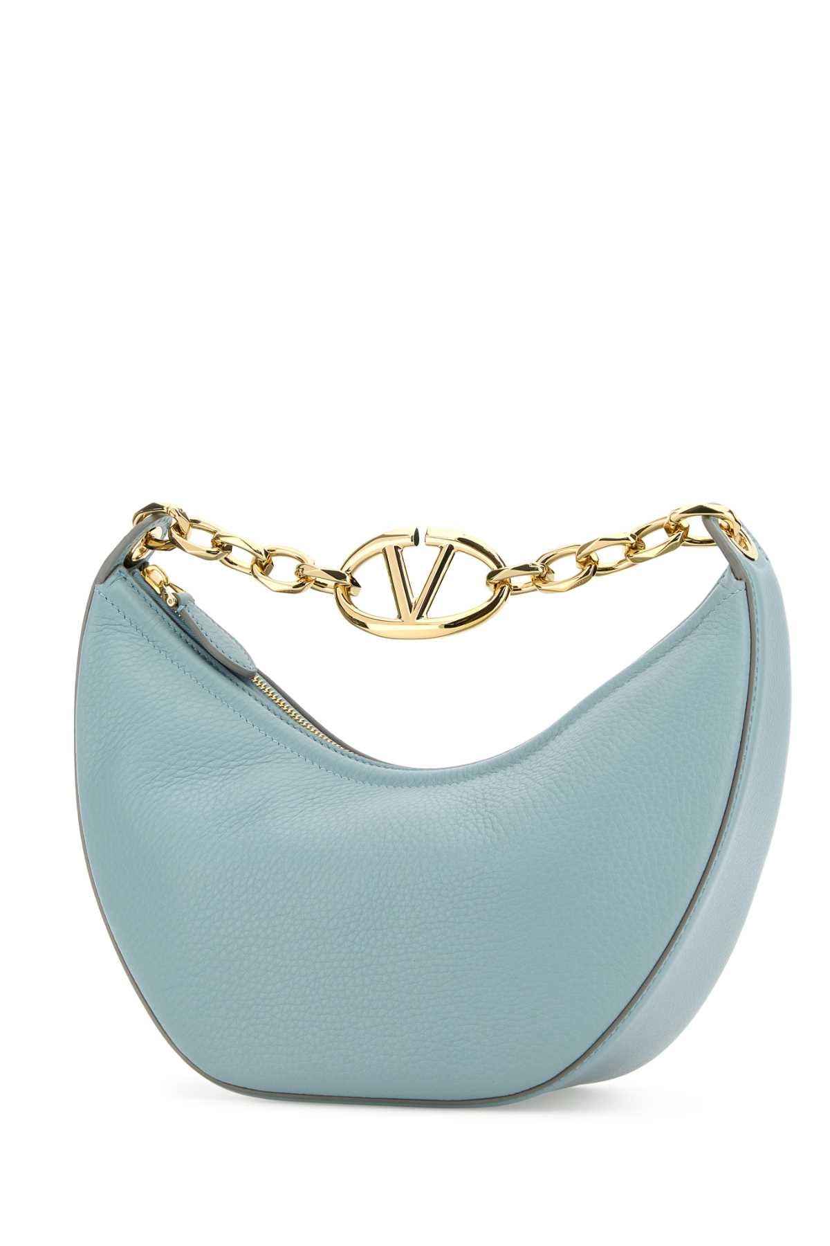 Valentino Garavani Women Light Blue Leather Small Hobo Vlogo Moon Handbag - 2