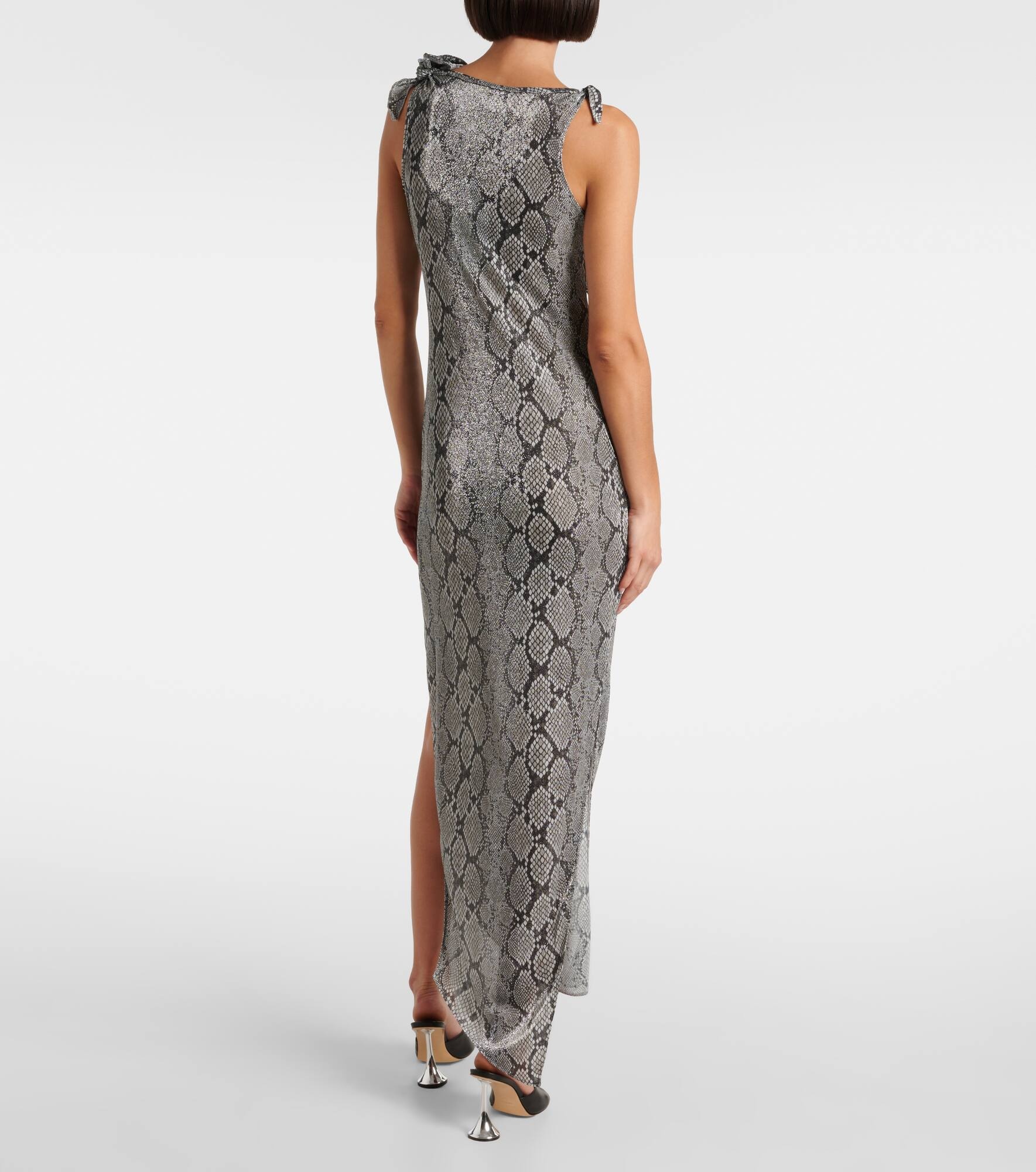 Snake-effect asymmetric maxi dress - 3