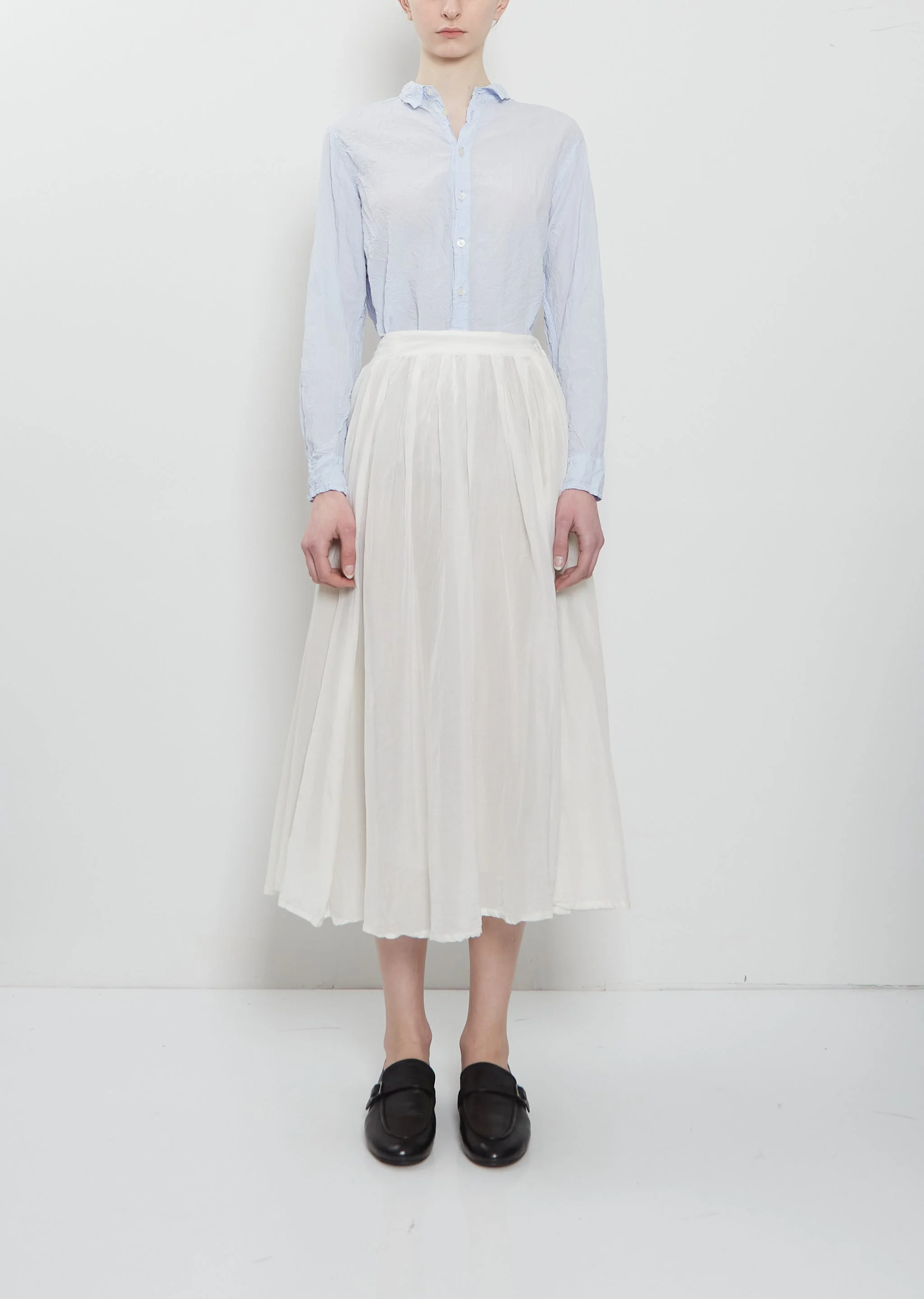 Cotton Silk Lawn Tuck & Gather Skirt - 1