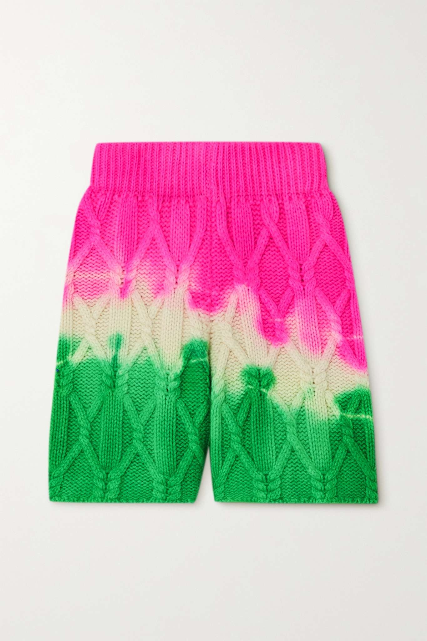 Tie-dyed cable-knit cashmere shorts - 1