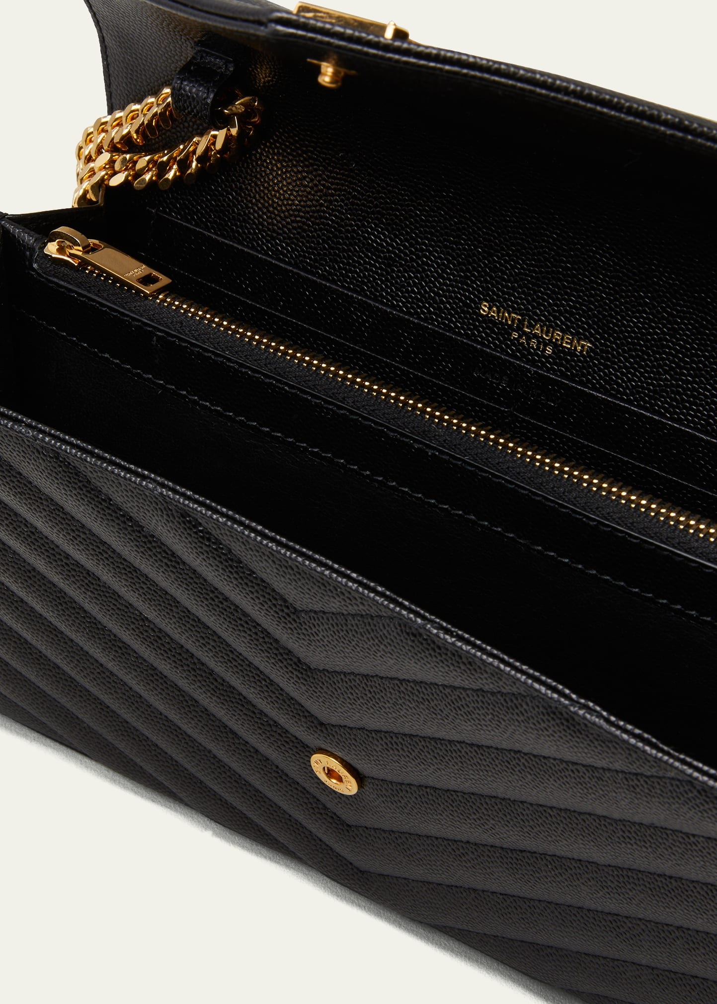 YSL Monogram Large Wallet on Chain in Grained Leather - 4