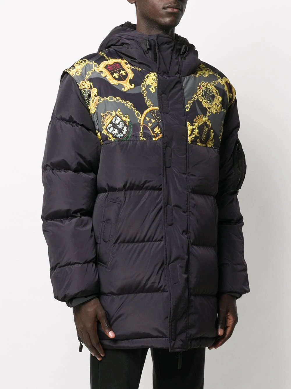 printed zip-up down jacket - 3