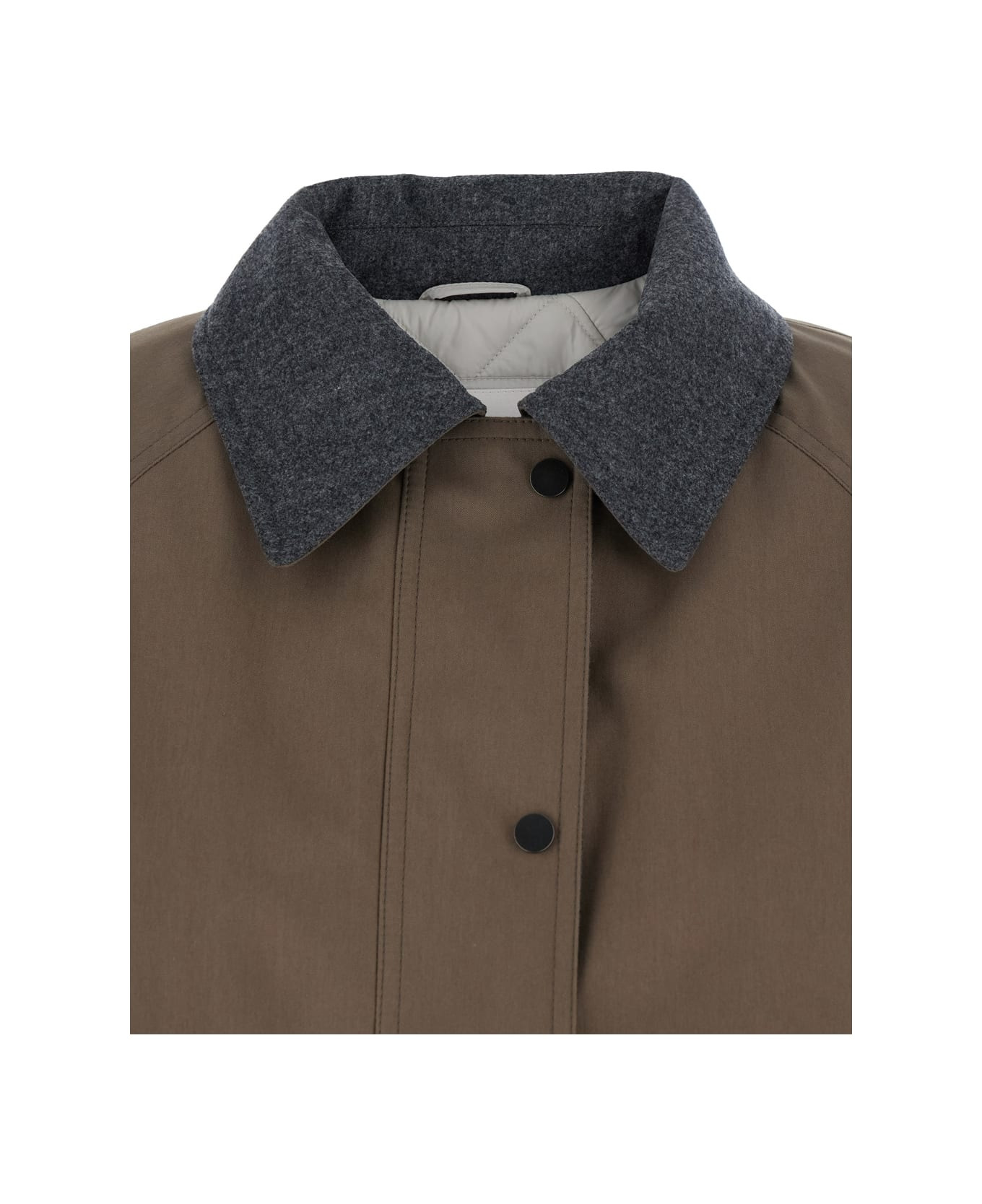 Grey Jacket With Classic Collar With Snap Buttons In Cotton Blend Woman - 4
