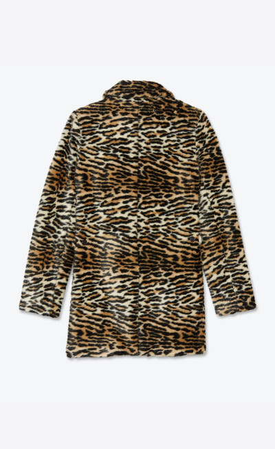 SAINT LAURENT faux-fur lynx-print coat outlook