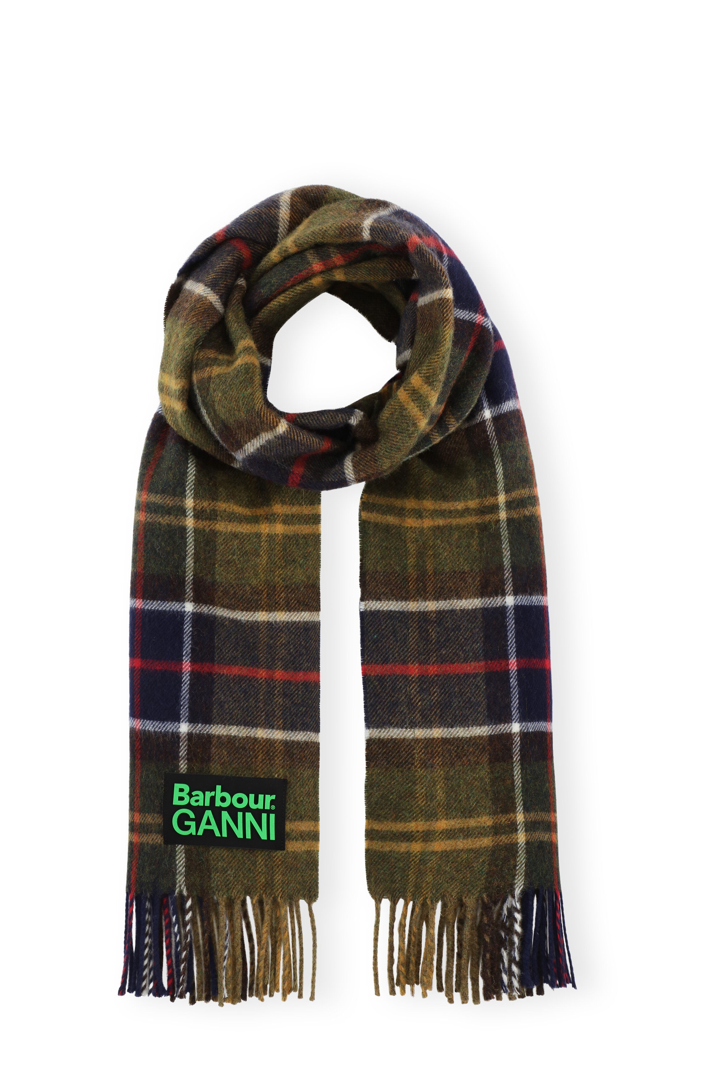 GANNI X BARBOUR WOOL TARTAN SCARF - 1