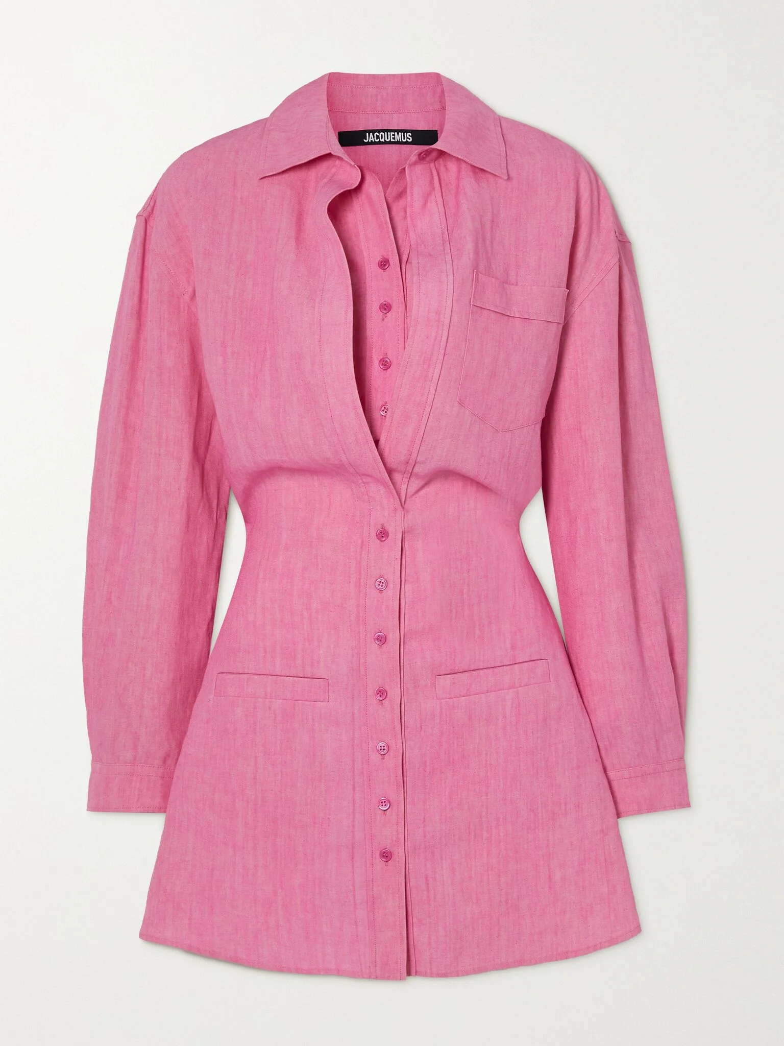 Baunhilha layered linen mini shirt dress Fuchsia - 1