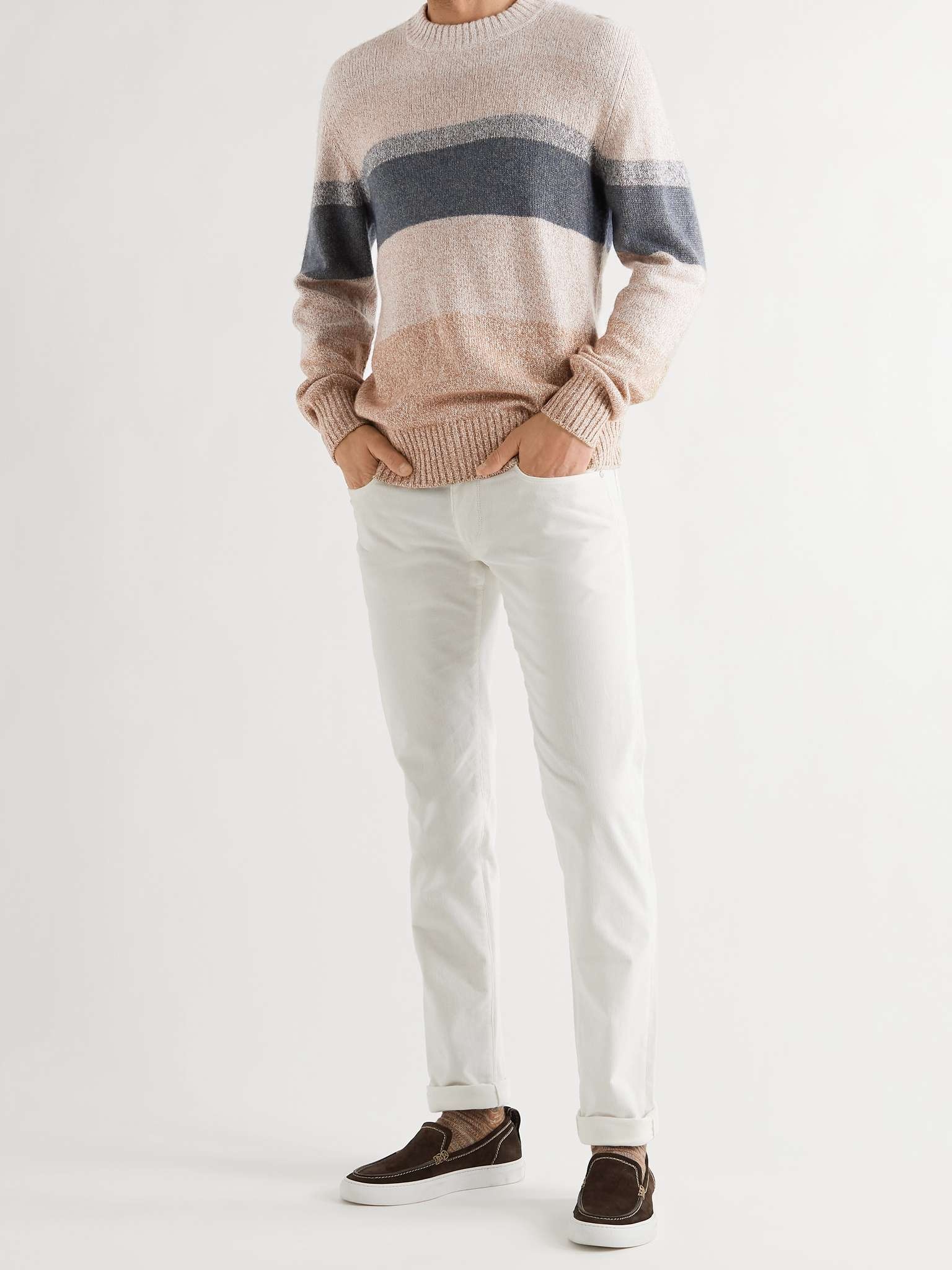 Striped Silk, Camel and Cashmere-Blend Sweater - 2