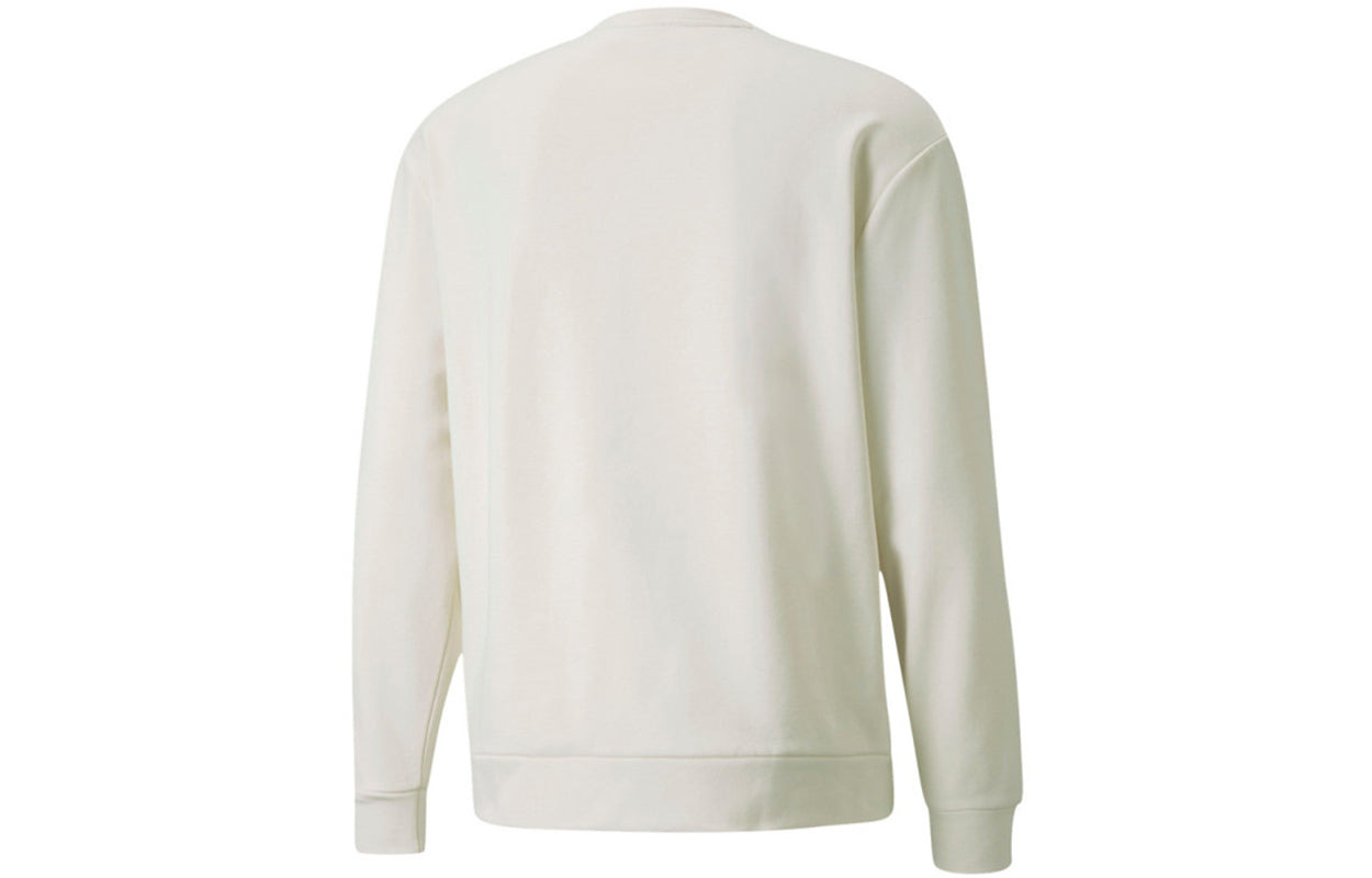 Men's PUMA Winterized Crew Logo Solid Color Fleece Lined Sports Knit Round Neck Pullover White 84654 - 2