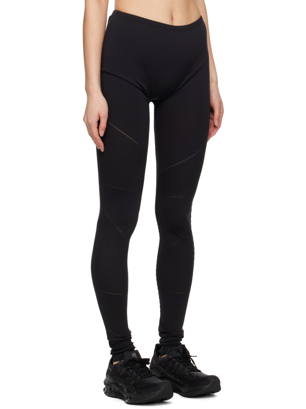 Black Raw Edge Leggings - 2