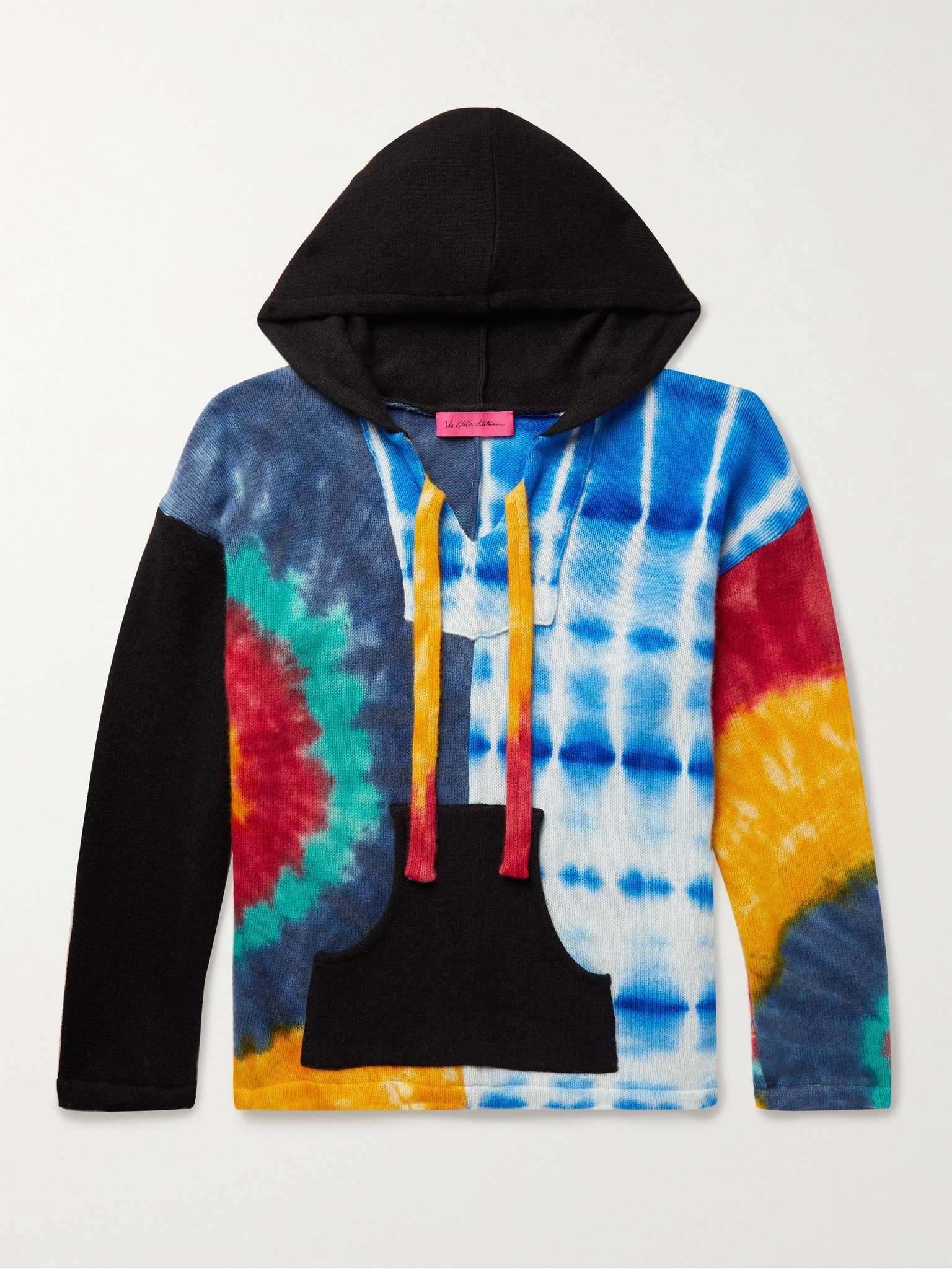 Patchwork Tie-Dyed Cashmere Hooded Sweater - 1