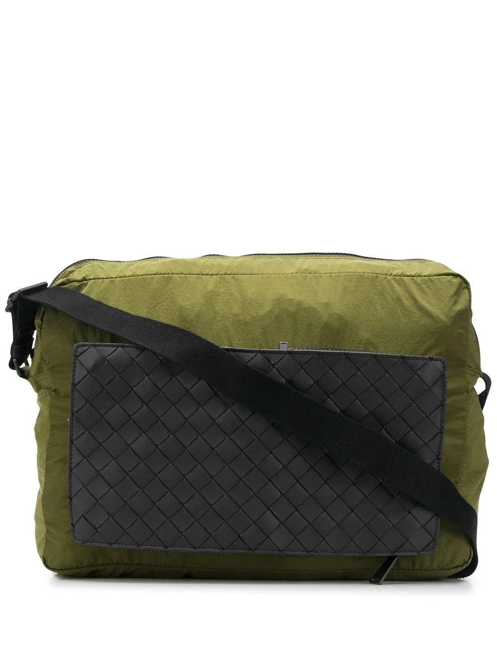 intrecciato weave pocket messenger bag - 1