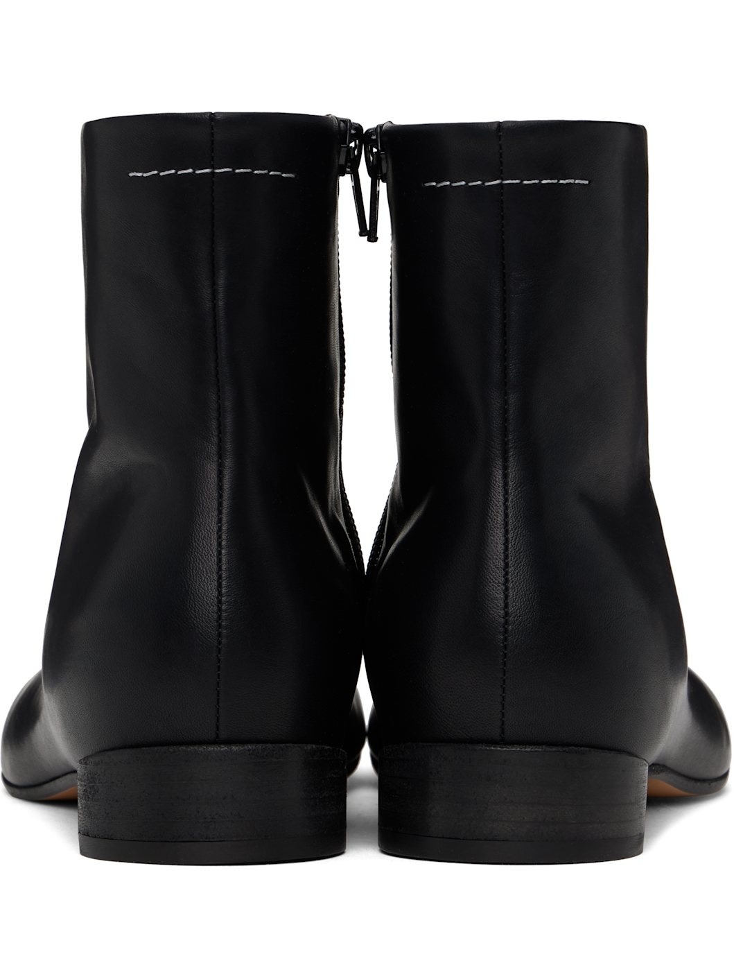 Black Stitch-Out Ankle Boots - 2