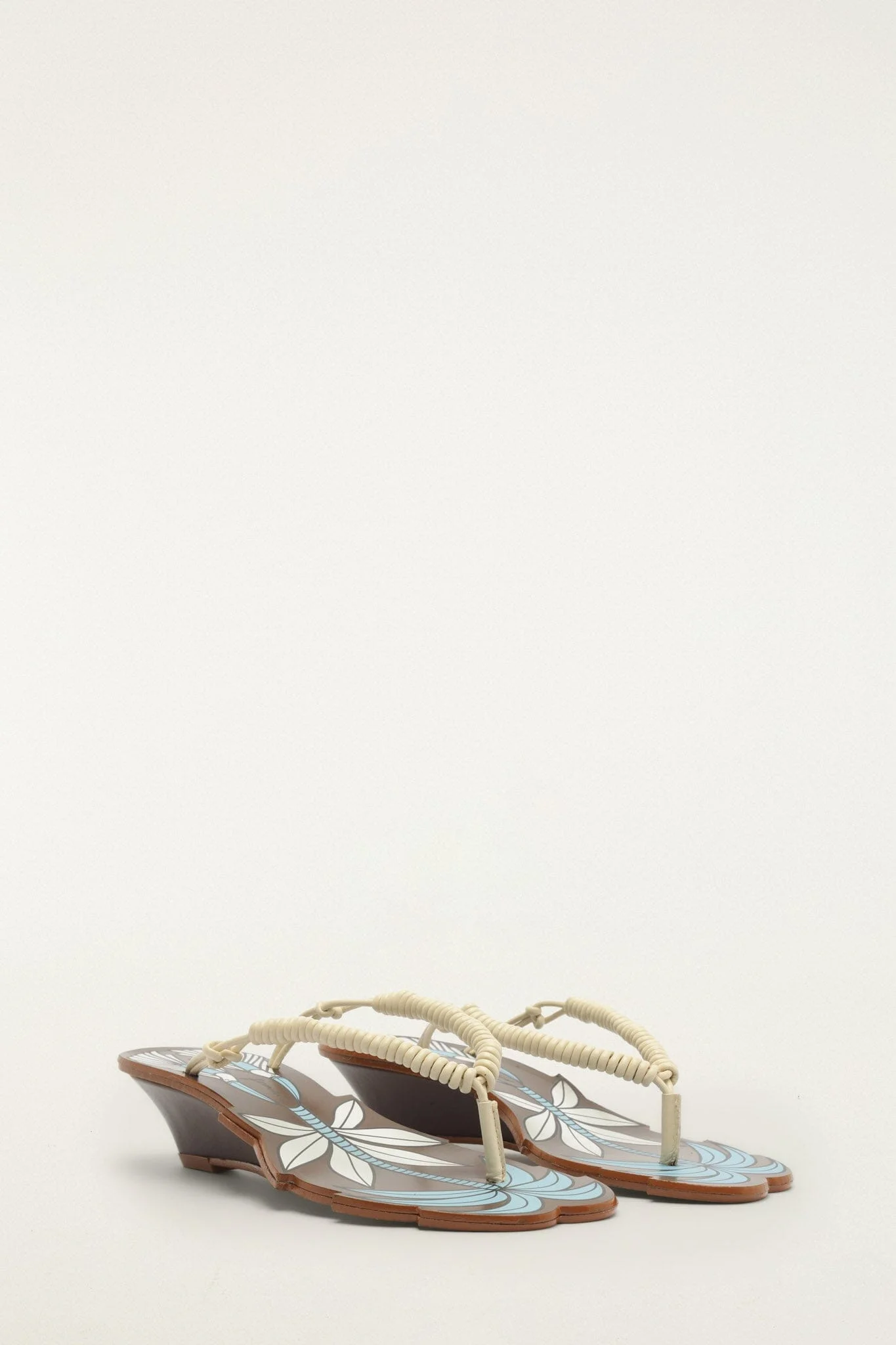 Brown Palm Tree Cutwork Wedge Sandal - 1