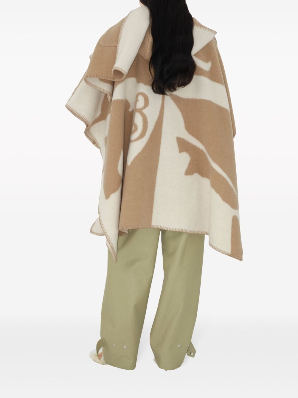 EKD-motif hooded wool cape - 4