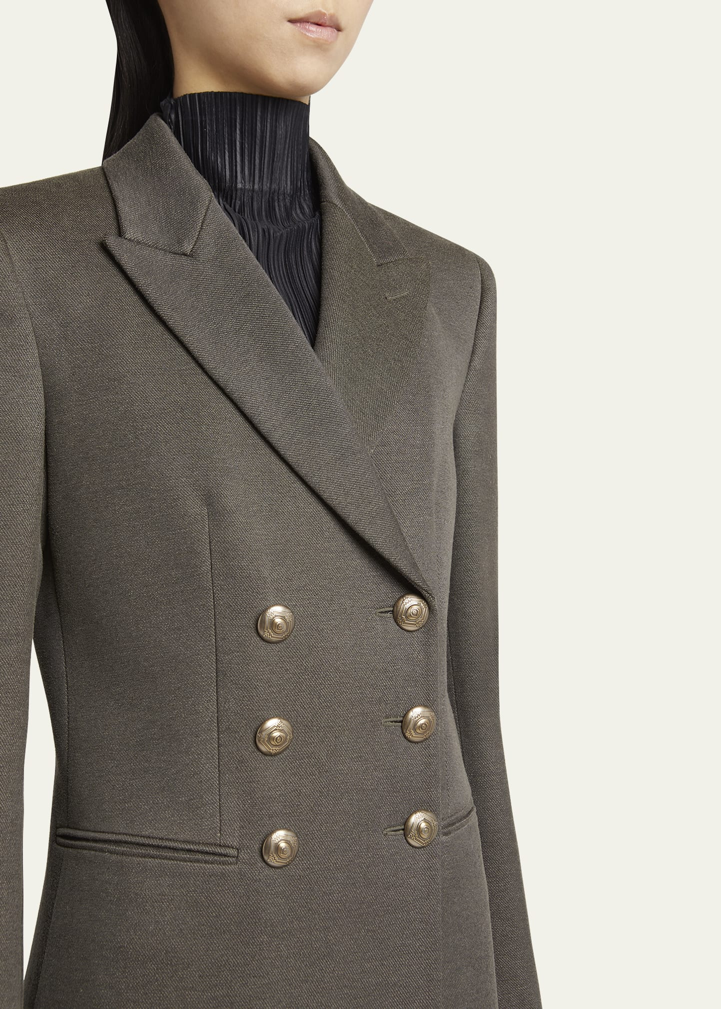 Silk Cotton Double-Breasted Blazer - 5