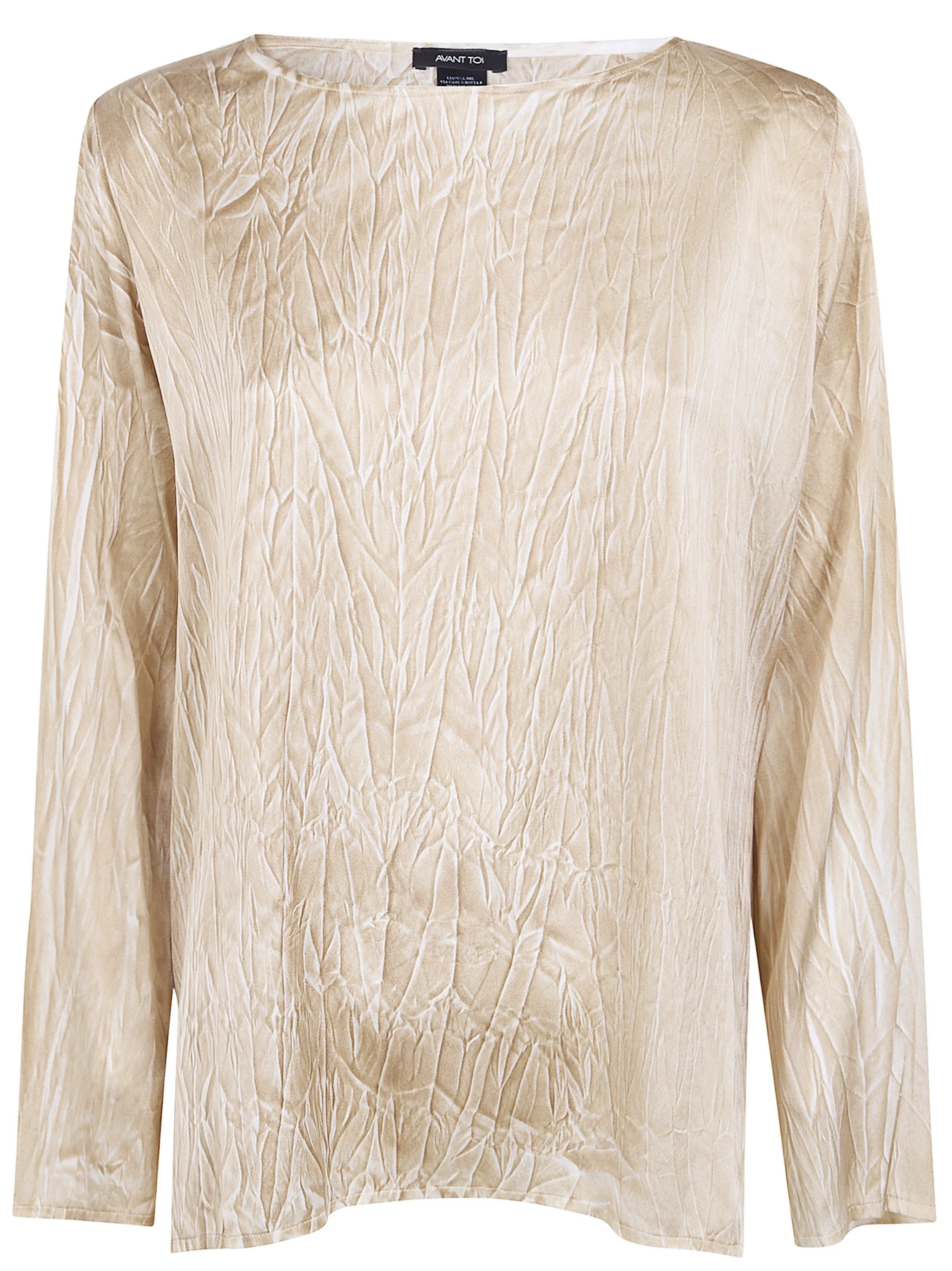 Crumpled Effect Stretch Silk Blouse - 1