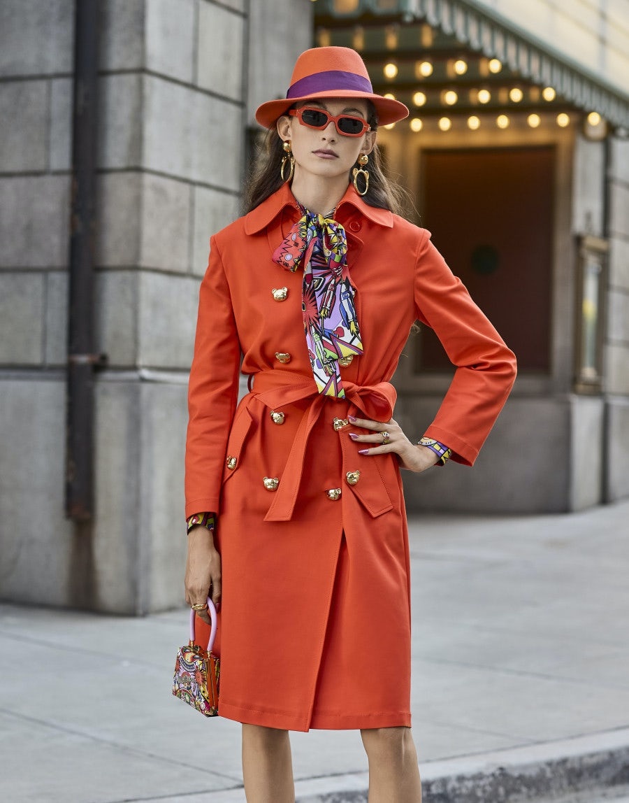 TEDDY BUTTONS DOUBLE SATIN TRENCH COAT - 5