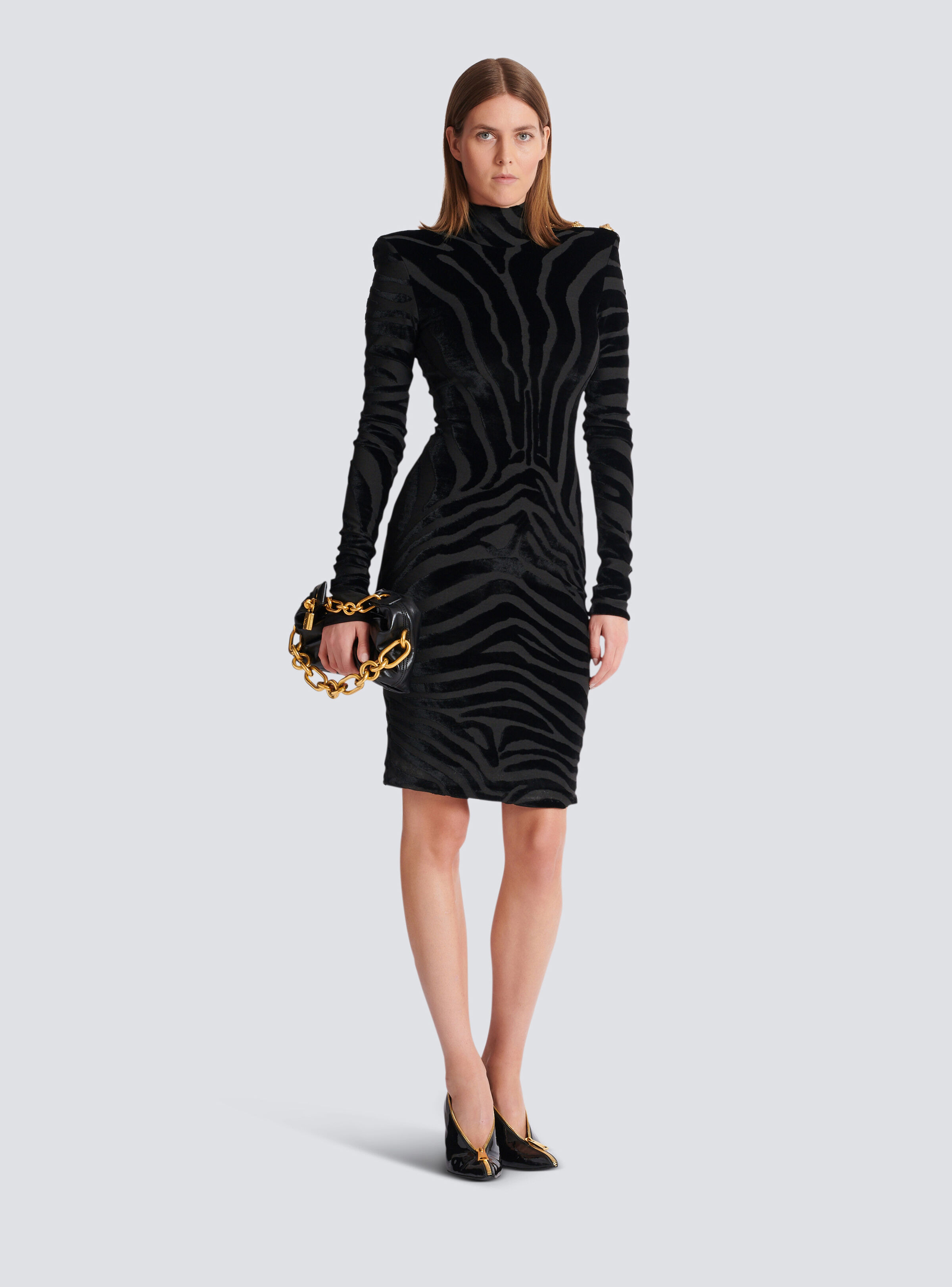Short zebra-print velvet dress - 2