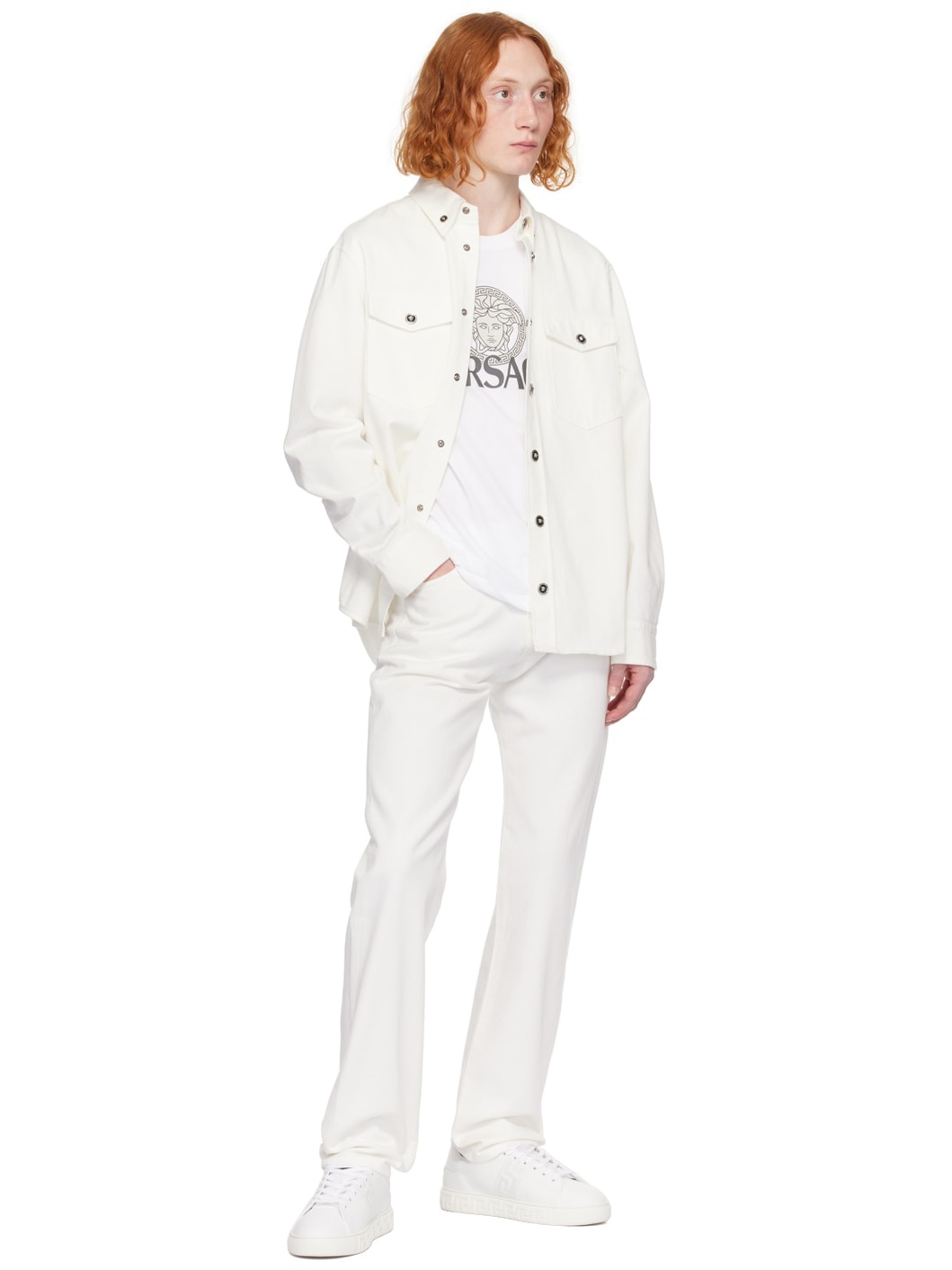 White Medusa Denim Shirt - 4