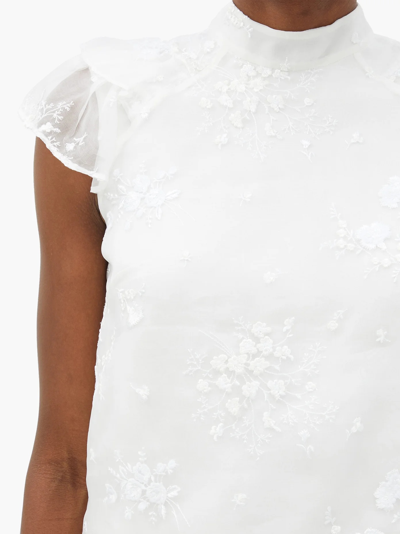 Opal floral-embroidered organza blouse - 3