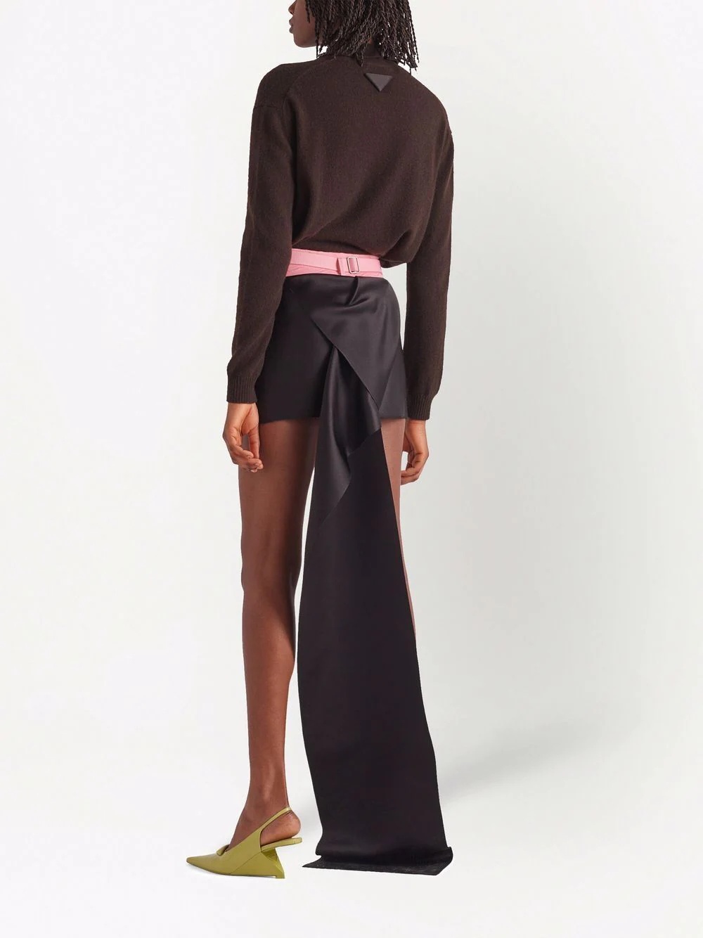 draped panel silk mini skirt - 3