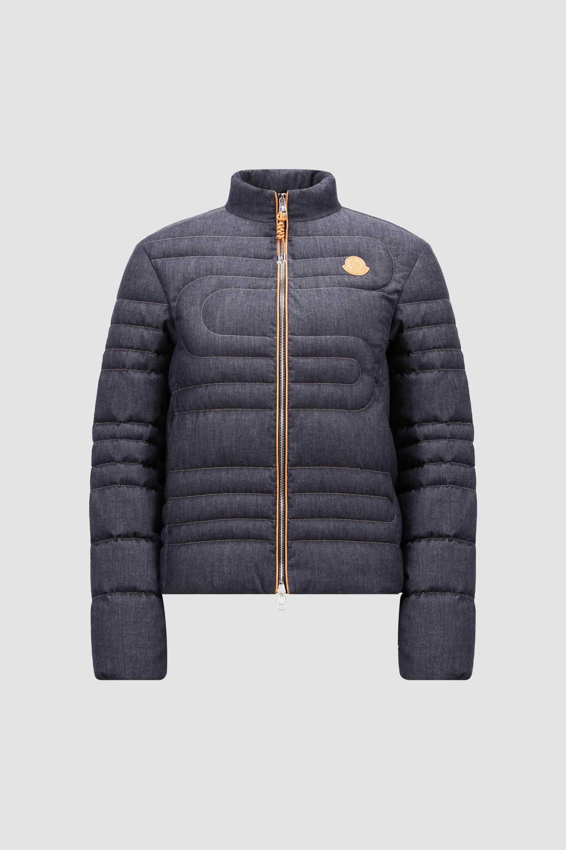 Xiaoqing Snake-Quilted Denim Short Down Jacket - 1