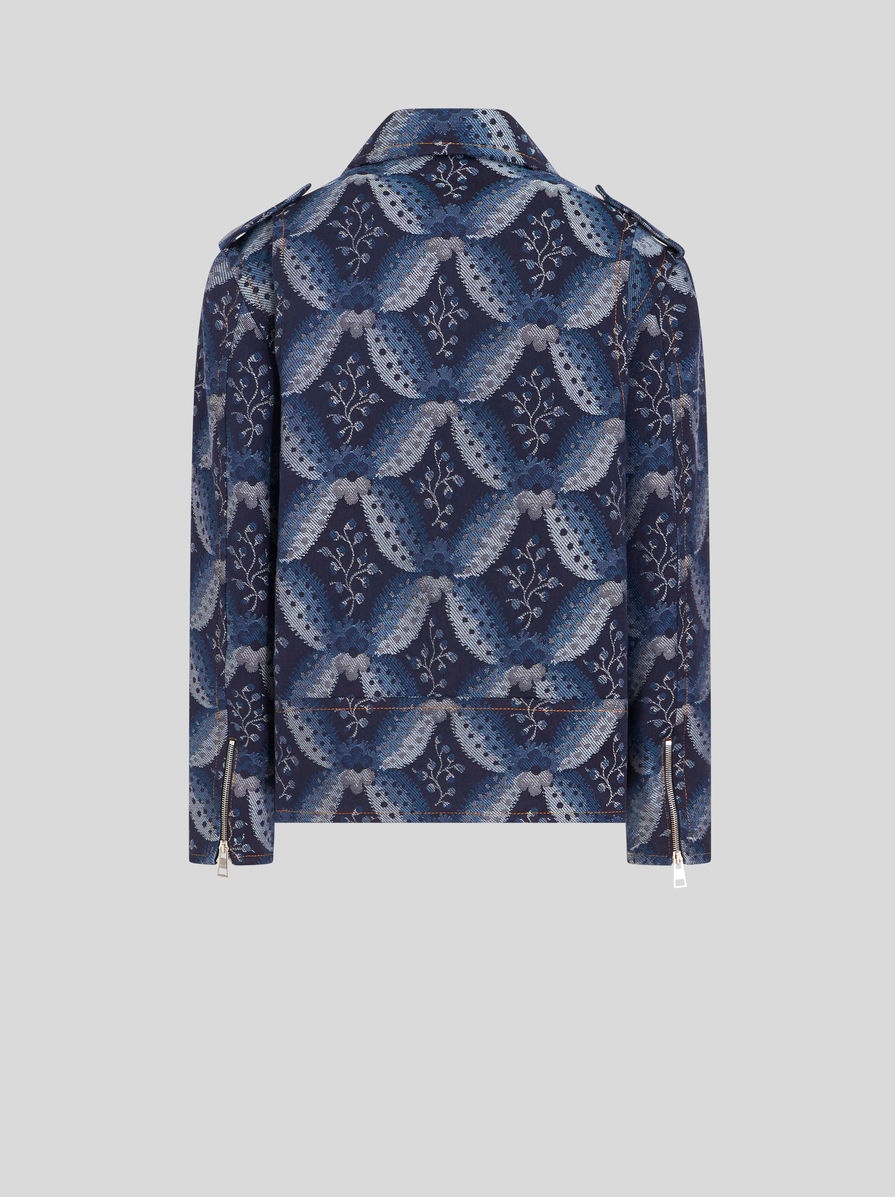 DENIM JACQUARD BIKER JACKET - 5