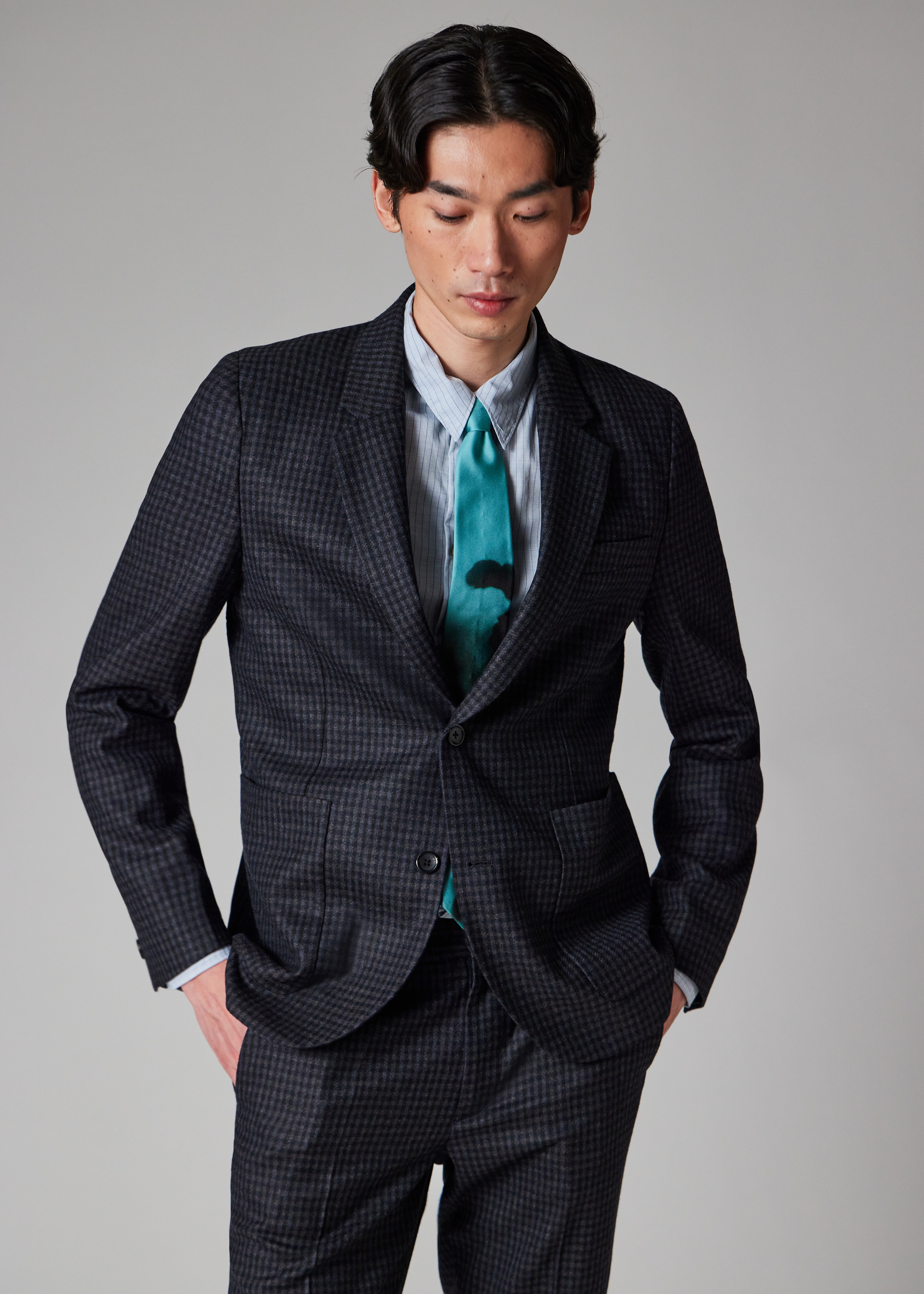Navy Check Wool Buggy-Lined Suit - 9