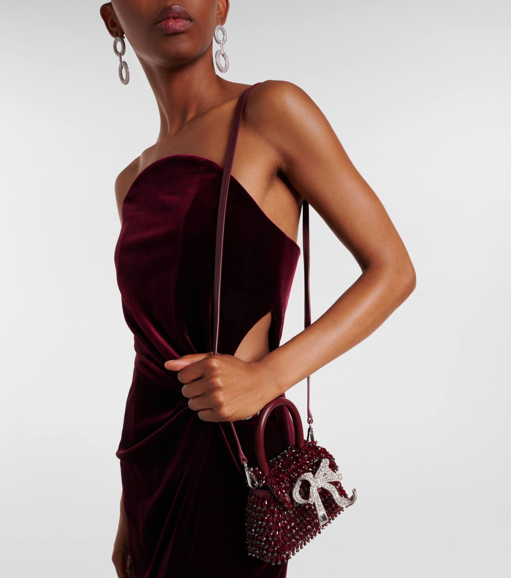 Bow Micro beaded leather tote bag - 6