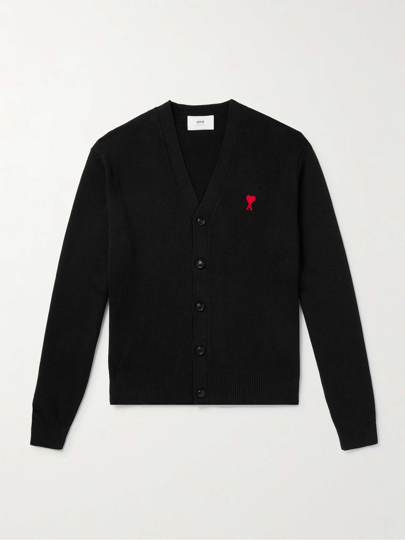 Logo-Embroidered Virgin Wool Cardigan - 1