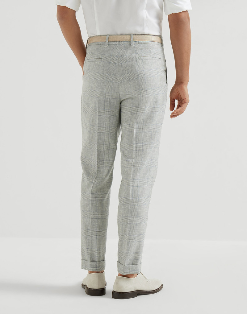 Virgin wool Prince of Wales fresco trousers with pleat 3