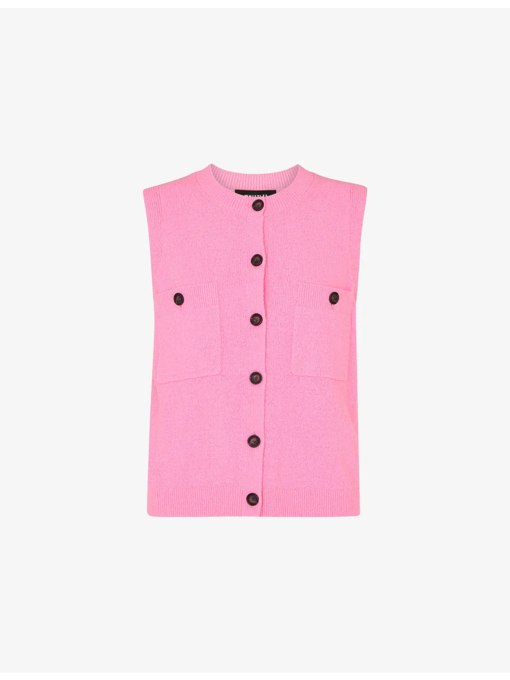 Round-Neck Button-Down Textured Cotton-Blend Tank - 1