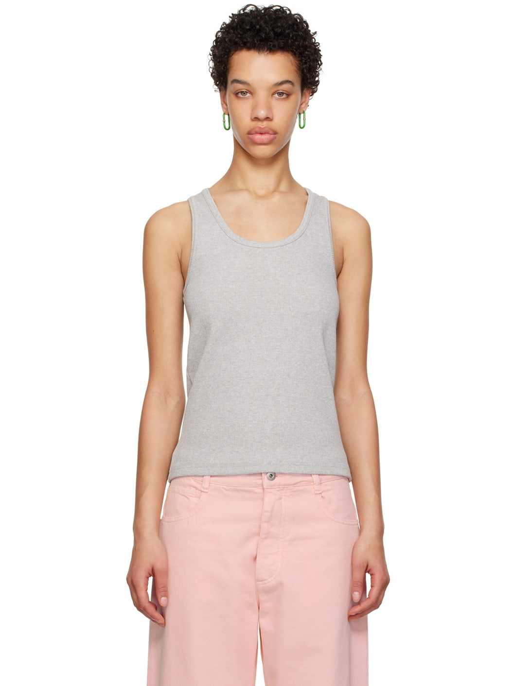Gray Scoop Tank Top - 1