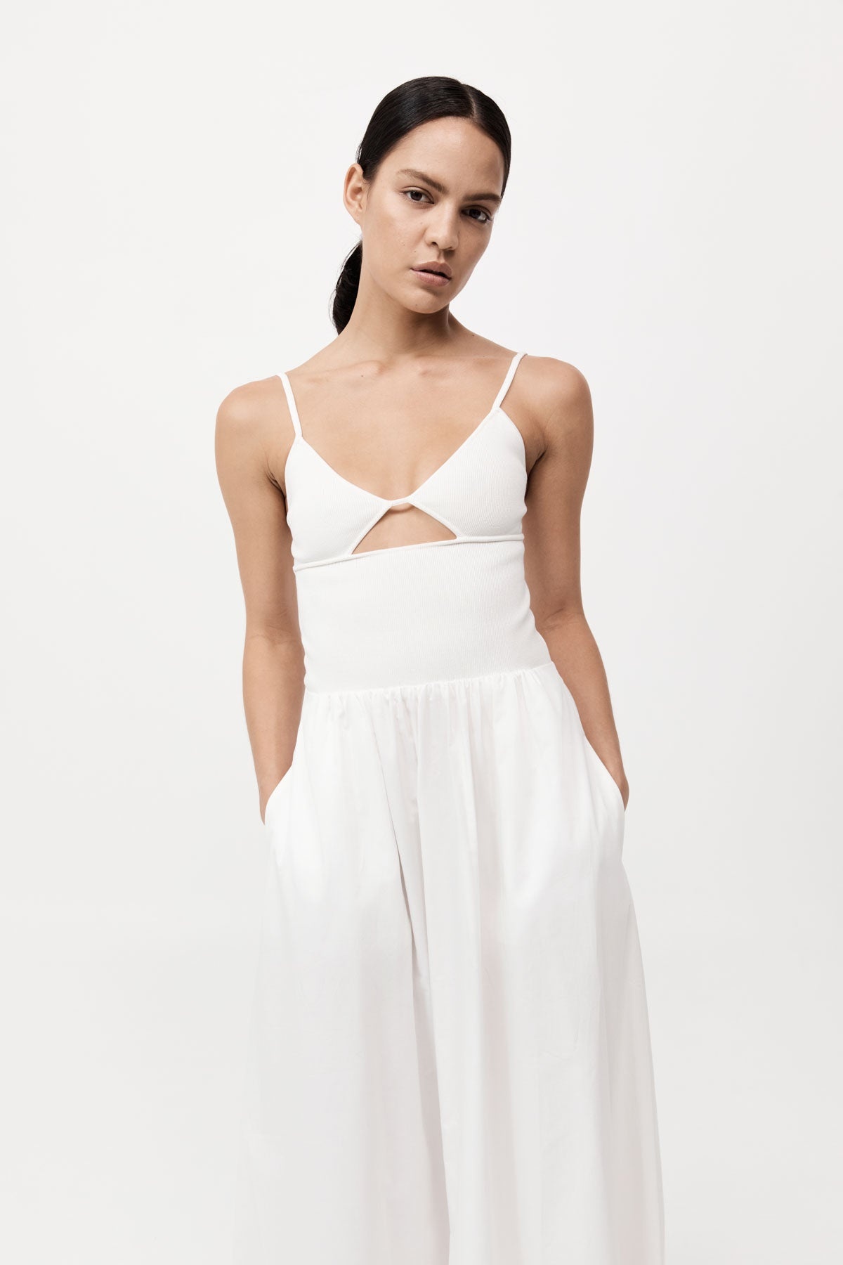 Knit Cami Dress - White - 3