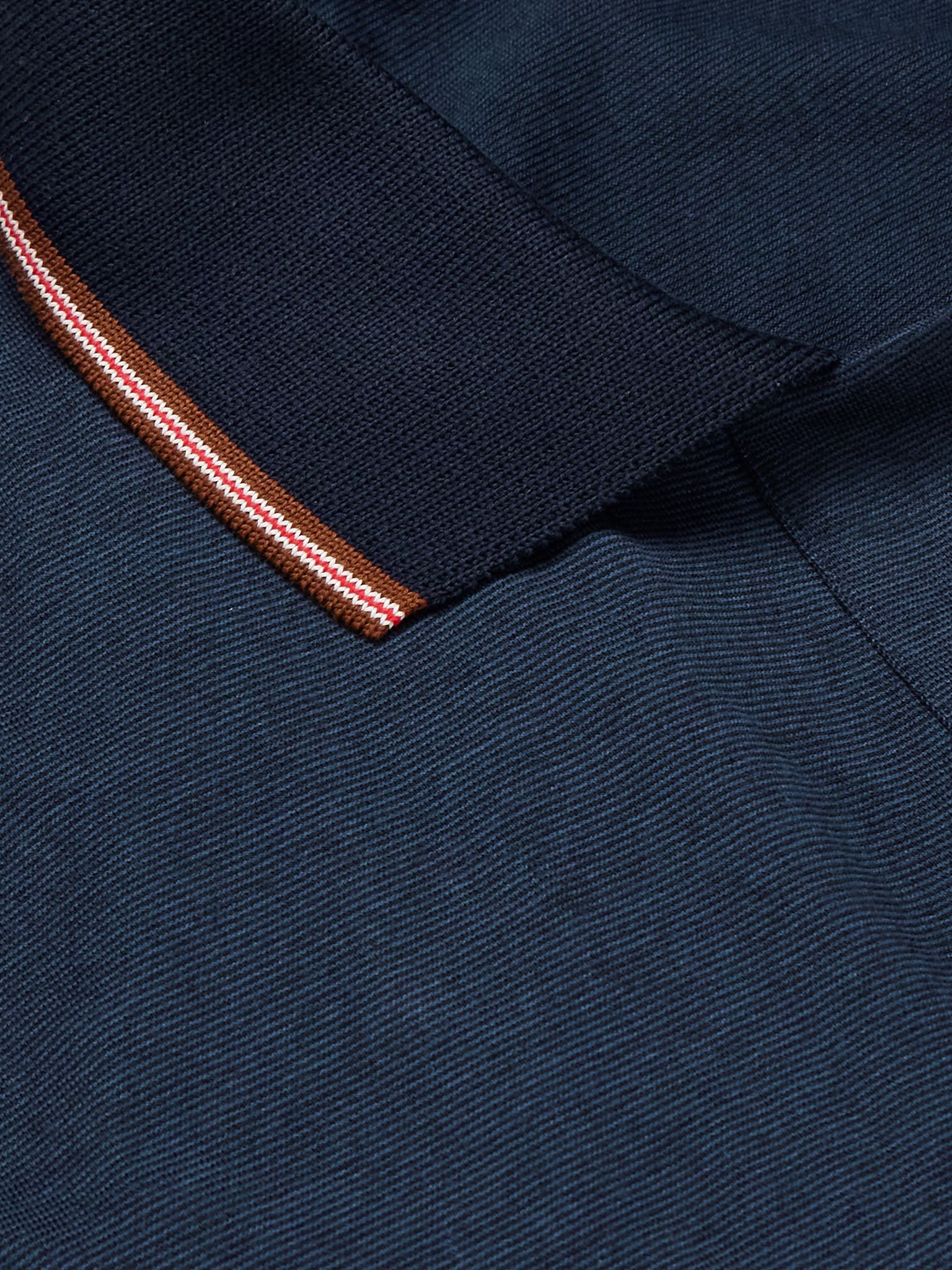 Felix Striped Cotton and Lyocell-Blend Polo Shirt Navy - 4