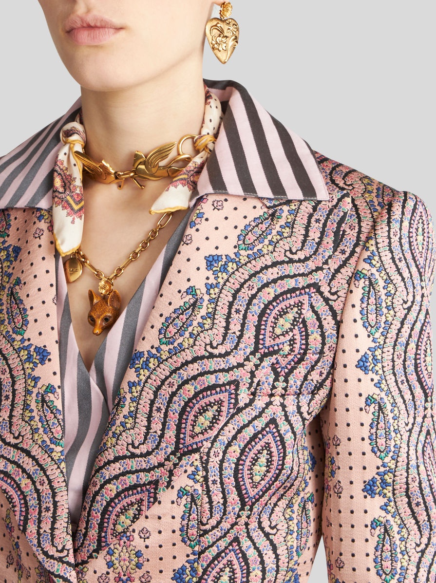 SLIM JACQUARD JACKET WITH POLKA DOTS - 2