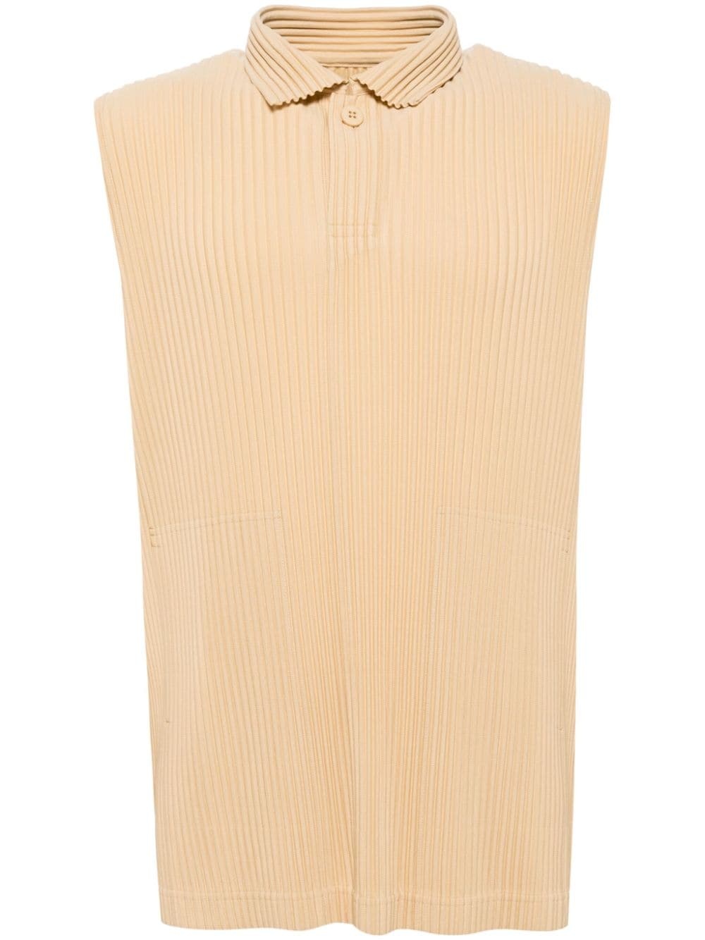 pleated sleeveless polo shirt - 1