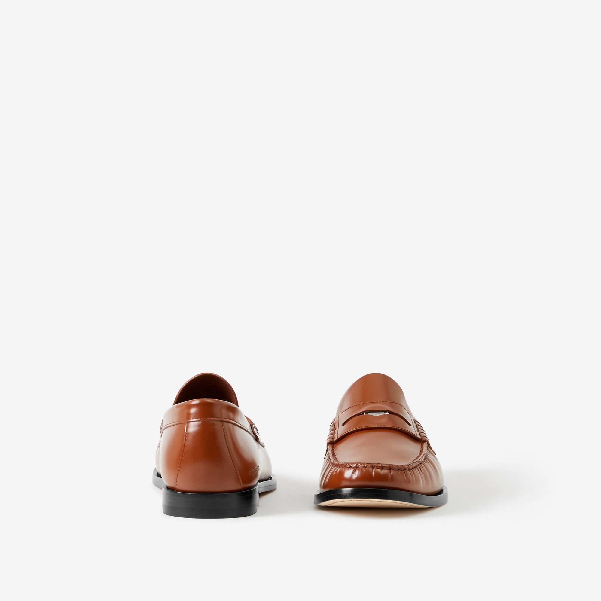 Coin Detail Leather Penny Loafers - 4