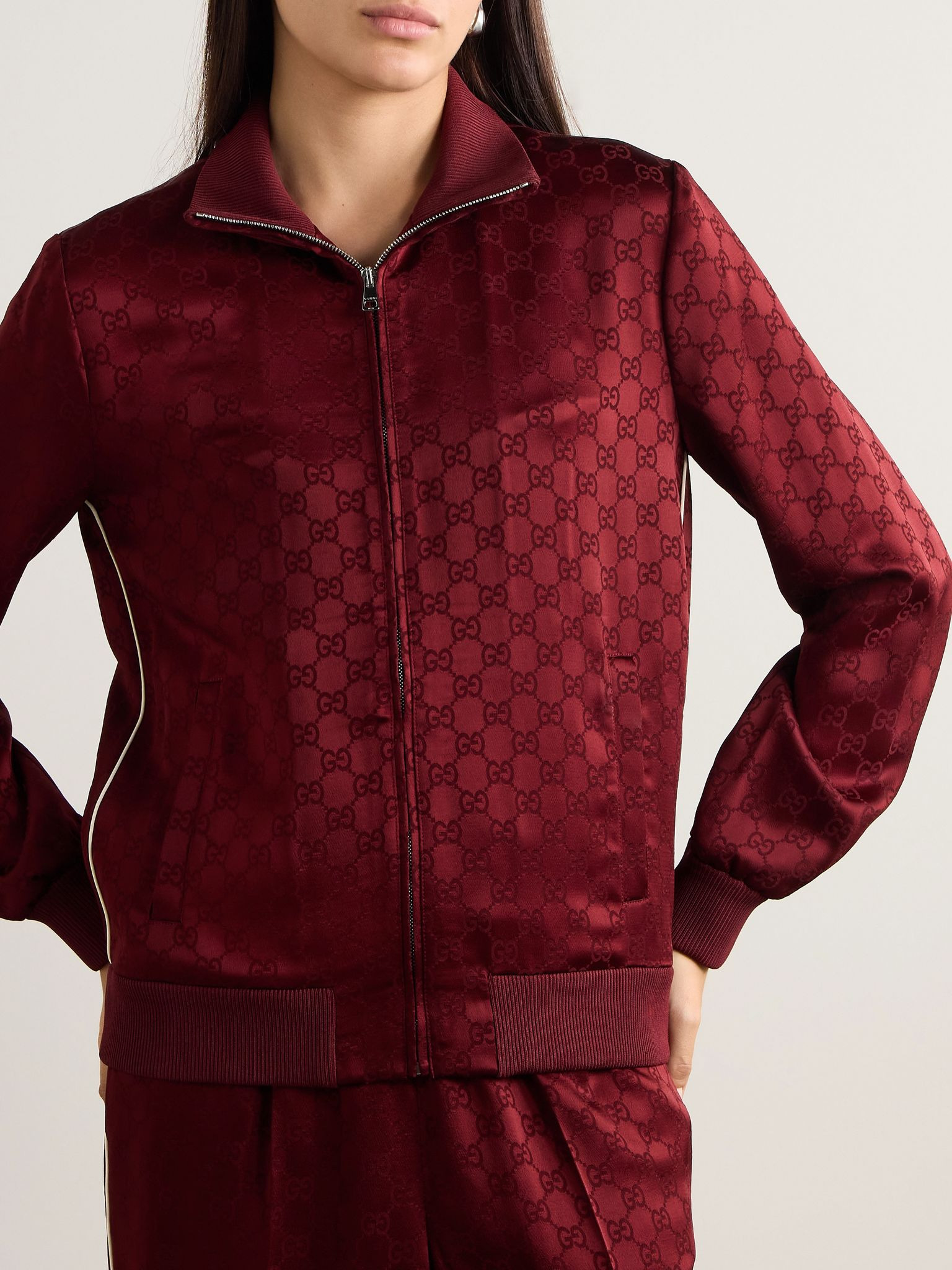 Satin-jacquard track jacket Burgundy - 3