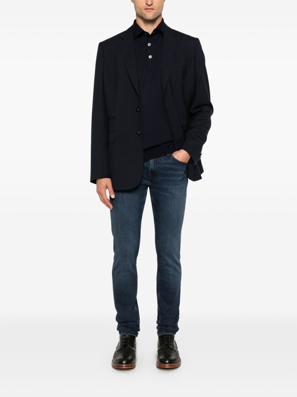 fine-knit polo top - 2