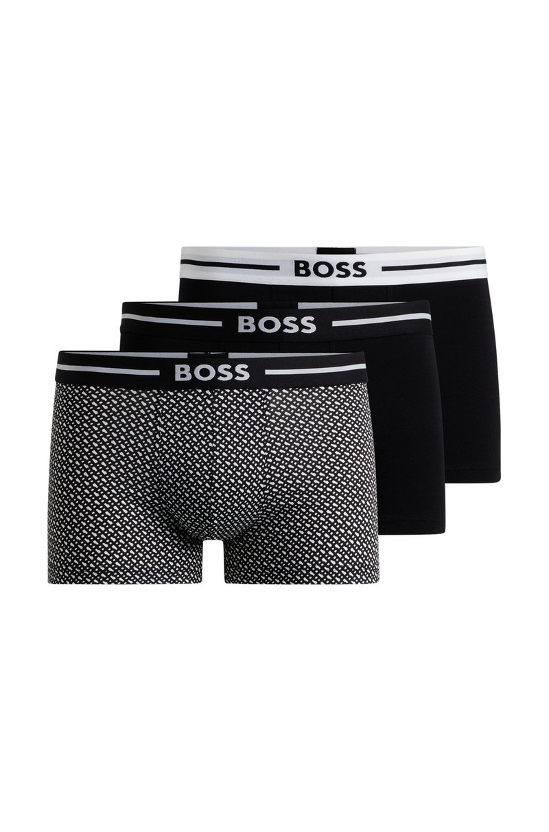 THREE-PACK OF STRETCH-COTTON TRUNKS WITH LOGO WAISTBANDS 1