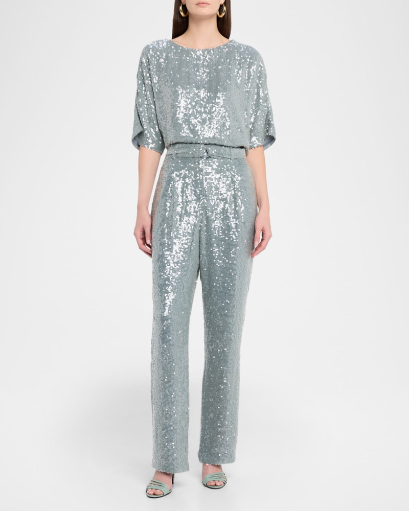 LAPOINTE Sequined Short-Sleeve Oversized T-Shirt outlook