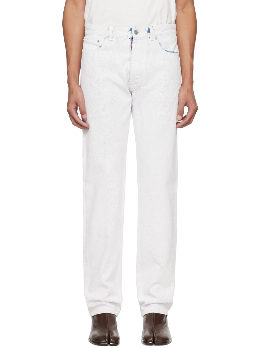 White 5-Pocket Jeans - 1