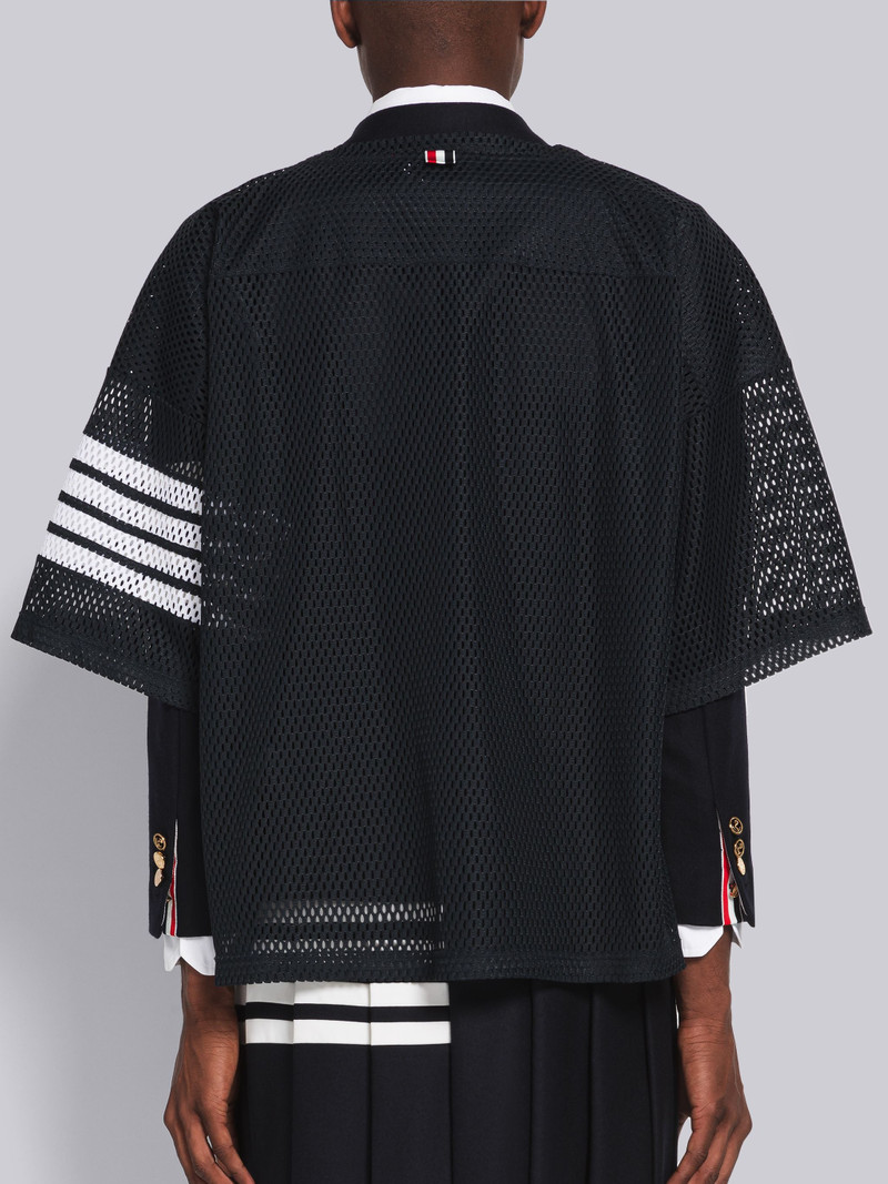 Navy Heavy Athletic Mesh Football Jersey 4-Bar Tee 3