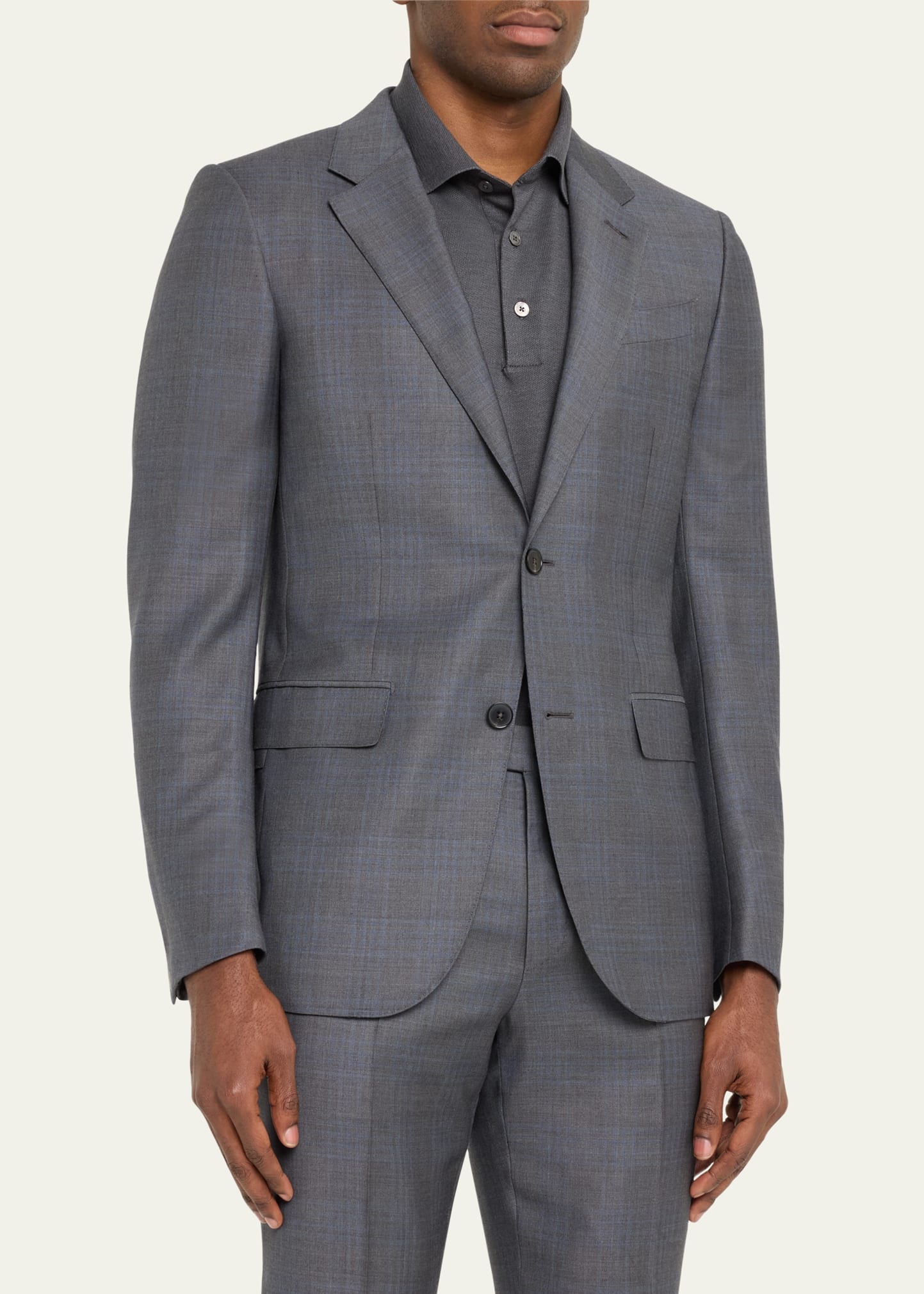 Men's Two-Tone Plaid Wool Suit - 4